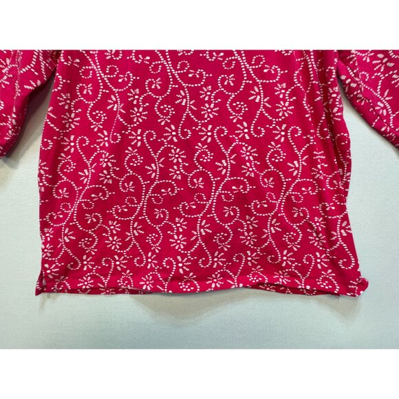 Jessica London Women's Shoulder Button Blouse Stretch Sz 18/20 Pink White Floral - Picture 12 of 12